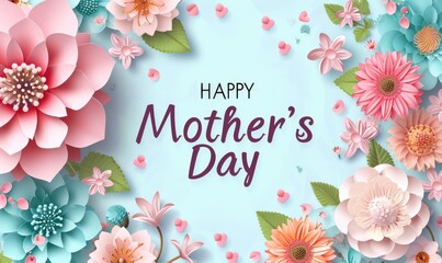 Wall Mural - Happy mother's day soft pastel color background