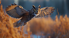 Witness The Grace And Majesty Of A Magnificent Owl Captured In Its Natural Habitat. Ai Generated