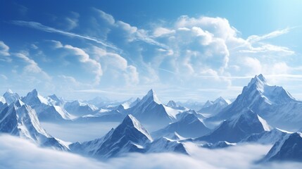 Wall Mural - landscape with clouds and mountains 