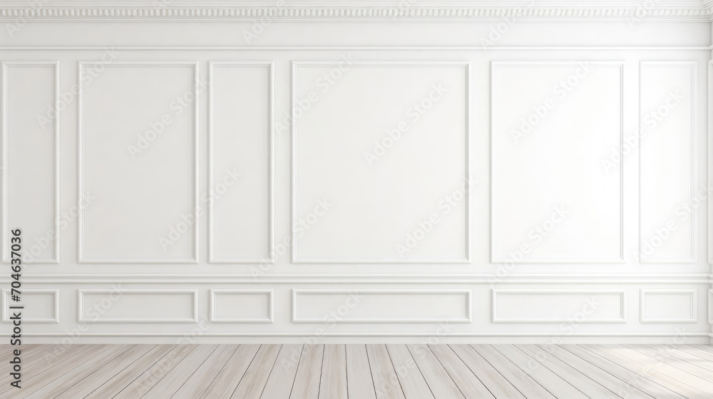 White Panelling Pattern Empty white panelling wall background, classical design, with light ...