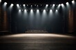 empty dark room stage spotlights background. ai generative