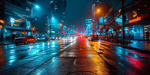 Aufkleber - Urban Connectivity in Motion: The dynamic dance of car lights on the information highway, weaving through city streets in the Internet of Things era