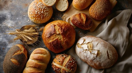 Wall Mural -  a table topped with loaves of bread and loaves of loaves of loaves of loaves of loaves of bread and loaves of loaves of loaves of loaves.