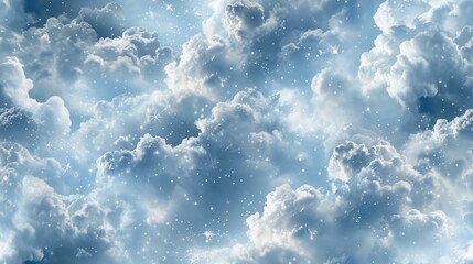 Wall Mural - a sky filled with lots of clouds with stars in the middle of the clouds and a sky full of stars in t