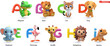 Zoo alphabet part 1. Animals 3D vector render objects set