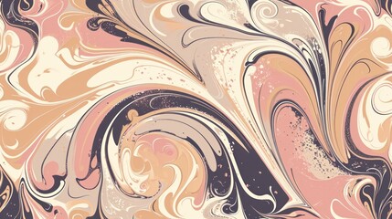 Sticker -  an abstract painting with a pink, beige, and black swirl design on the bottom of the image and bottom of the image.