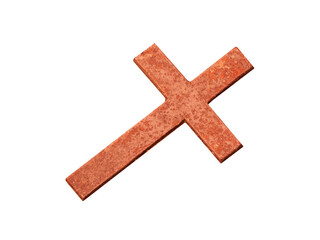 Old copper christian cross isolated on transparent background.