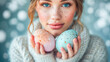 Happy girl, environment with egg decoration, Easter celebration, people concept, generative ai