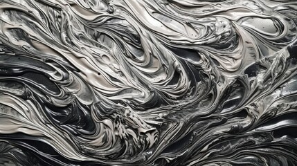 Abstract black and silver acrylic painted fluted 3d painting texture luxury background banner on canvas - Silver and black waves swirls. Decor concept. Wallpaper concept. Art concept. 3d concept.