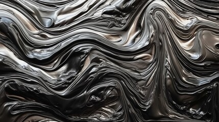 Abstract black and silver acrylic painted fluted 3d painting texture luxury background banner on canvas - Silver and black waves swirls. Decor concept. Wallpaper concept. Art concept. 3d concept.