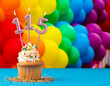 Birthday candle number 115 - Invitation card with balloons in colors of the gay pride march