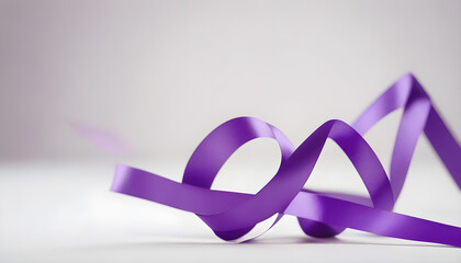 Wall Mural - purple ribbons isolated on white (Cancer Sign) white background with copy space world cancer day concept created with generative ai