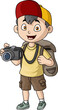 Cute little boy holding camera