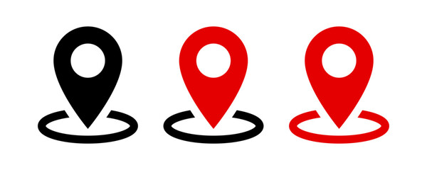 Fototapete - Location icon set, Map pin place marker. location pointer icon symbol in flat style. Location pin icon, Navigation sign