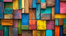 : Colorful Wooden Textures Artistically Arranged As A Backdrop, Showcasing An Array Of Vibrant Hues In An Abstract Form. 8k