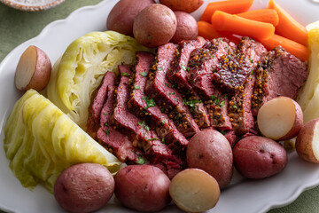 Wall Mural - Corned beef traditional Irish recipe for Saint Patricks day