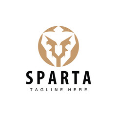 Spartan logo, barbarian warrior badge design simple silhouette spartan war helmet vector