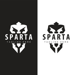 Spartan logo, barbarian warrior badge design simple silhouette spartan war helmet vector