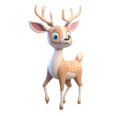  Deer Cartoon Character Illustration Art With a Transparent Background Generative AI.