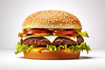 Poster - Tasty burger on white background