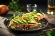 Healthy avocado toasts tasty snacks veggie sandwiches vegan menu food recipe