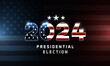 United States of America 2024 Presidential Election day. Vector background with usa flag, colors and text
