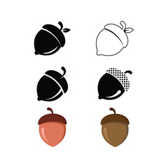 Wall Mural - nut acorn icon set