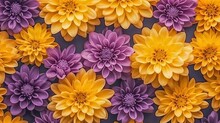 Background Of A Mix Of Purple And Yellow Chrysanthemum Flowers