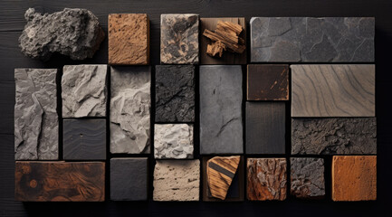 Textured Stone and Wood Tiles Pattern