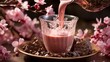 A glass of milk with chocolate being poured out ,Chocolate day, Valentines Day, Valentines week 