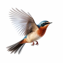 Cute Bird Flying, Photo Realistic, Isolate On Transparency Background Png 