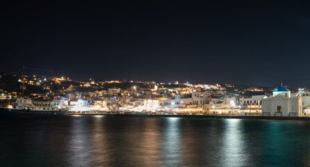 Sticker - Mykonos at night, Cyclades, Greece