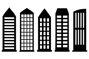 Urban tall building icon set