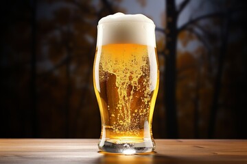 glass of beer on dark background