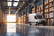 Efficient Logistics Hub: Seamless Operations at the Warehouse, where Precision Meets Speed, Ready for Swift Delivery with a Fleet of Modern Vans.