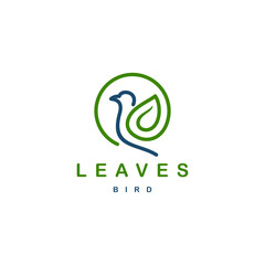 leaves birds, combined leaf and bird become one concept, vector minimalist with line art style, mode