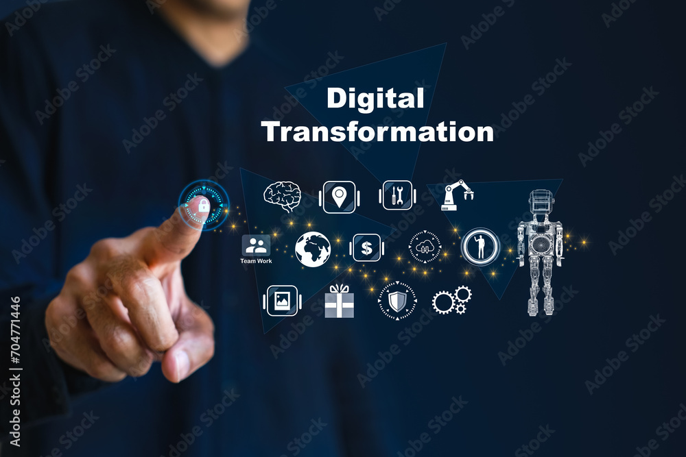 Digital transformation background Ai product technology Applications ...