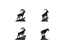 Set Of Mountain Goat Logo Vector Icon Illustration, Logo Template