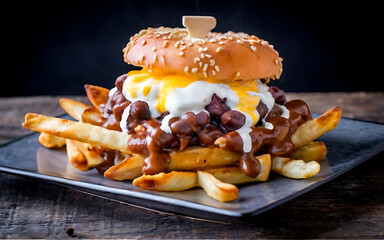 Canvas Print - Capture the essence of Poutine in a mouthwatering food photography shot