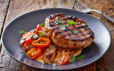 Wall Mural - Capture the essence of Pork Chops in a mouthwatering food photography shot