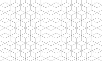 Wall Mural - grey outline cube seamless pattern. vector repeating texture.