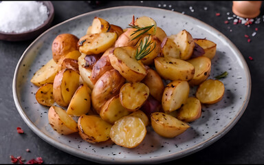 Wall Mural - Capture the essence of Roasted Potatoes in a mouthwatering food photography shot