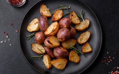 Wall Mural - Capture the essence of Roasted Potatoes in a mouthwatering food photography shot