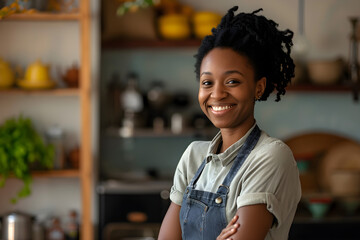 Wall Mural - proud smiling female black small business owner