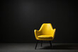 single yellow chair in the black background