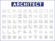 © yoojin - Set of architecture and construction icons line style. It contains such Icons as interior, real estate, building, house, plans, design, build, tool and other elements.