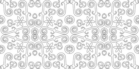 Wall Mural - Vector sketch illustration of modern minimalist traditional ethnic batik background pattern design