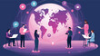 © J.V.G. Ransika - global connectivity facilitated by smartphones in a vector scene featuring individuals engaging in virtual meetings, connecting with people worldwide, and staying informed about global even