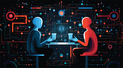 artificial intelligence with a vector art piece that visualizes the potential risks and consequences associated with poorly designed or malicious AI systems. 