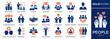People icon set. Collection of team, person, group, family, community and more. Vector illustration. Easily changes to any color.